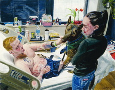 Soldier in Hospital with Dog