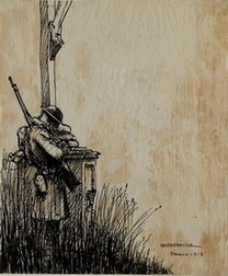 U.S. Soldier Standing By Crucifix