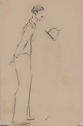 Sketch of Man Walking with...