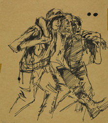 Two Men Carrying A Wounded Soldier