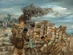 Natives Unloading Crates