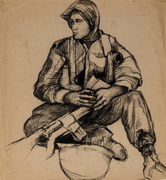 Soldier Resting with Weapon