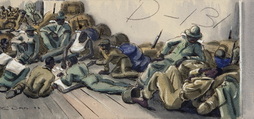 Negro Troops Playing Cards on Deck