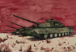 Tanks Against Red Sky