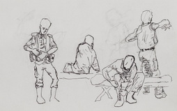 Sketches of Soldiers Putting on...