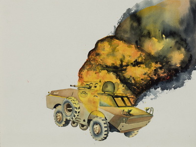 Burning Brdm-2, Iraq, Feb 91