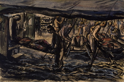 Removal Of Wounded From Reception Tent