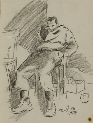 Soldier Slouched in Chair