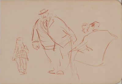 Sketches of Fat Man, Seated Men and Little Girl