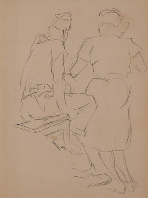 Sketch of Seated Soldier and Woman (Nurse?)