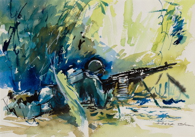 Machine Gunner in Late Afternoon