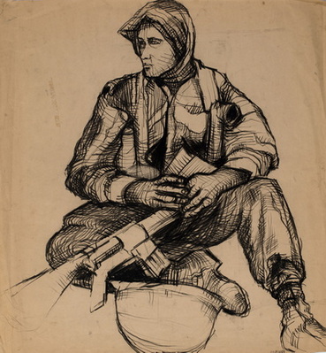 Soldier Resting with Weapon