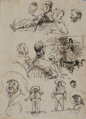 USO Show, Sketches of Figures, Bristol, England