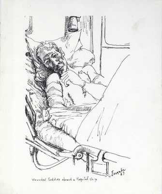 Wounded Soldier Aboard A Hospital Ship