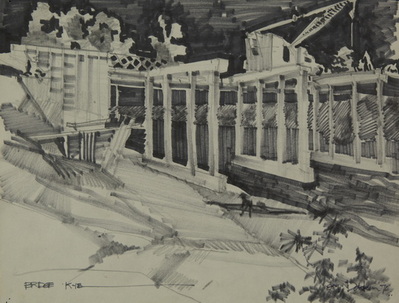 Preliminary Sketch For Watercolor Of A Bridge