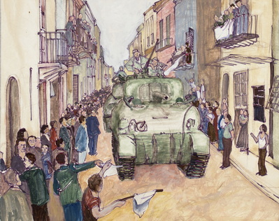 Tanks Rolling Through European Town