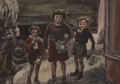 Three Children With Flowers