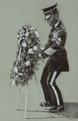 Presenting A Memorial Wreath