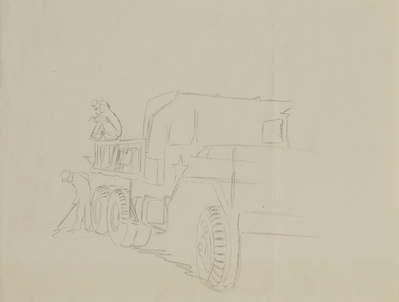 Sketch of Military Truck and Soldiers