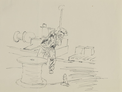 Sketch of Man Wielding Mallet