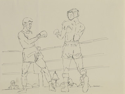 Sketch of Men Boxing