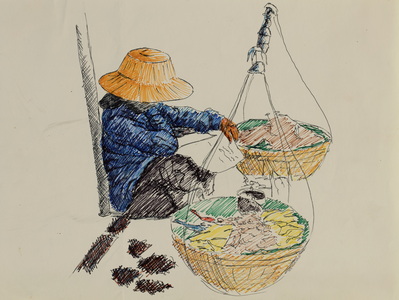 Sketch of Thai Vegetable Vendor