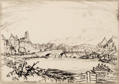 Untitled Print of Soldiers Crossing a River