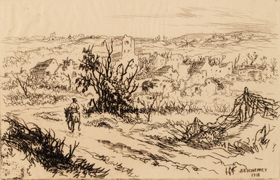 Untitled Landscape with Soldier on Horseback