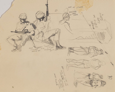 Sketches of Guards at Pt. Kobbe Beach