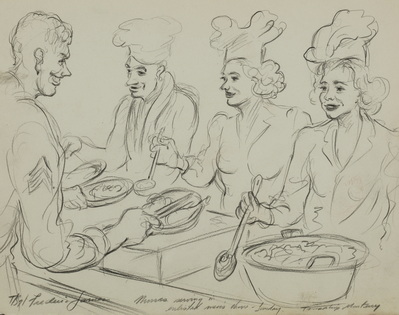 Nurses Serving In Enlisted Men's Chow