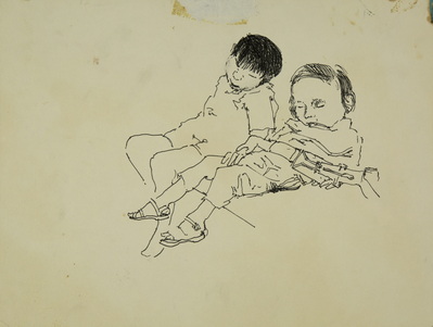 Sketch of Sleeping Children on C-130