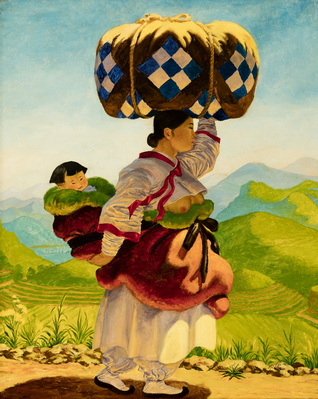 Korean Woman And Child