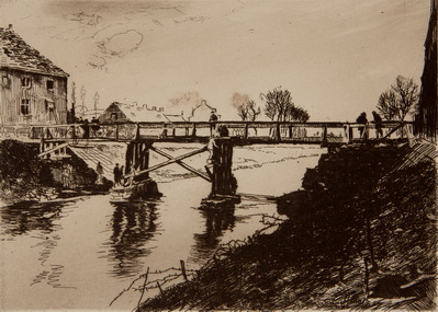 Destroyed Stone Bridge at Audenarde Rebuilt By Engineers