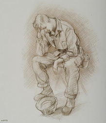 Tired Marine sitting