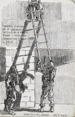 Marines handing up a ladder