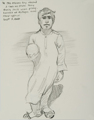 Untitled (Afghan Boy, Refugee Camp - Camp Upshur Sept 3, 2021)