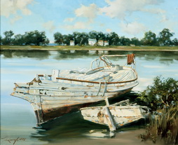 Derelict Boats On Shore