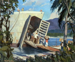 Sailors and Natives Unload Supplies