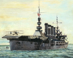 USS Pennsylvania with plane landing 