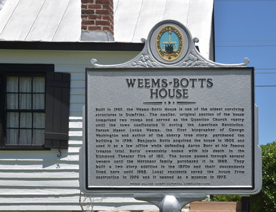 Weems–Botts House Sign, Dumfries, Virginia